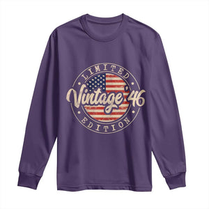 Vintage 1946 Stamp Long Sleeve Shirt Funny 80th Birthday USA Flag 80 Year Old Bday TS10 Purple Print Your Wear