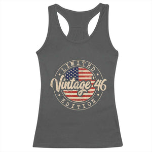 Vintage 1946 Stamp Racerback Tank Top Funny 80th Birthday USA Flag 80 Year Old Bday TS10 Dark Heather Print Your Wear