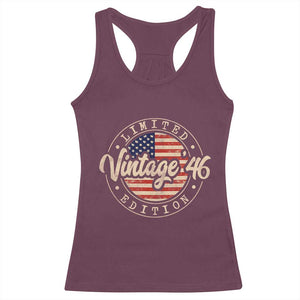 Vintage 1946 Stamp Racerback Tank Top Funny 80th Birthday USA Flag 80 Year Old Bday TS10 Maroon Print Your Wear