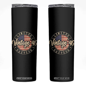 Vintage 1946 Stamp Skinny Tumbler Funny 80th Birthday USA Flag 80 Year Old Bday TS10 Black Print Your Wear