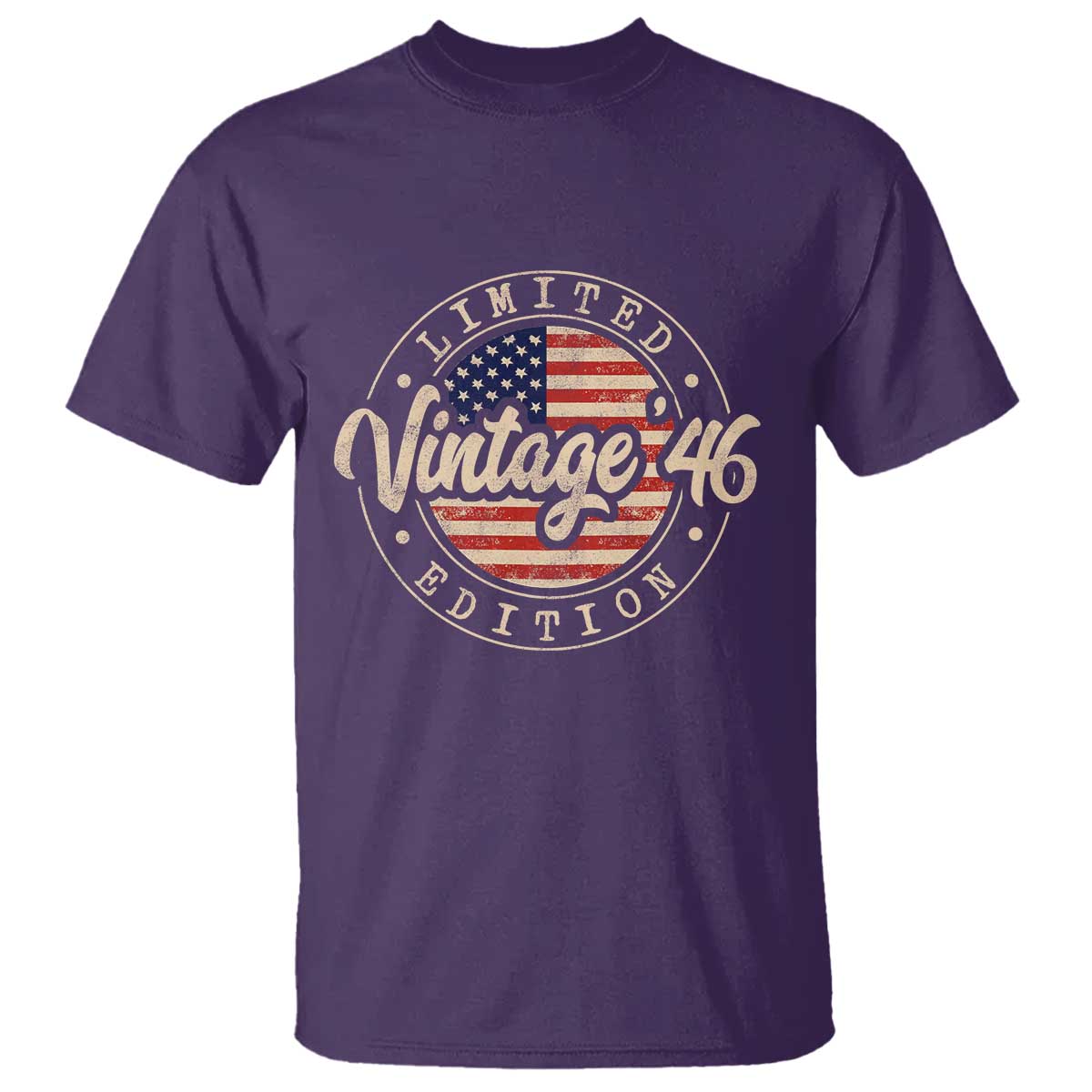 Vintage 1946 Stamp T Shirt Funny 80th Birthday USA Flag 80 Year Old Bday TS10 Purple Print Your Wear