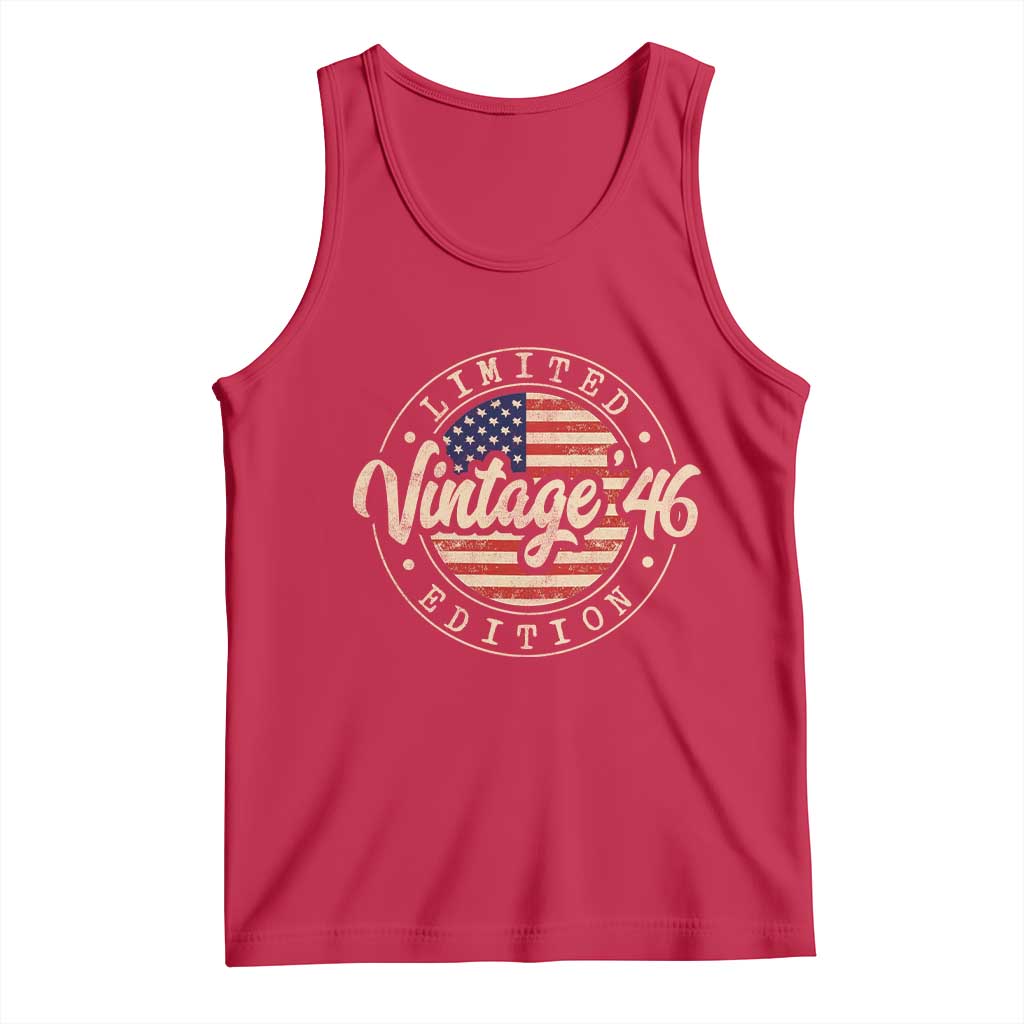Vintage 1946 Stamp Tank Top Funny 80th Birthday USA Flag 80 Year Old Bday TS10 Red Print Your Wear