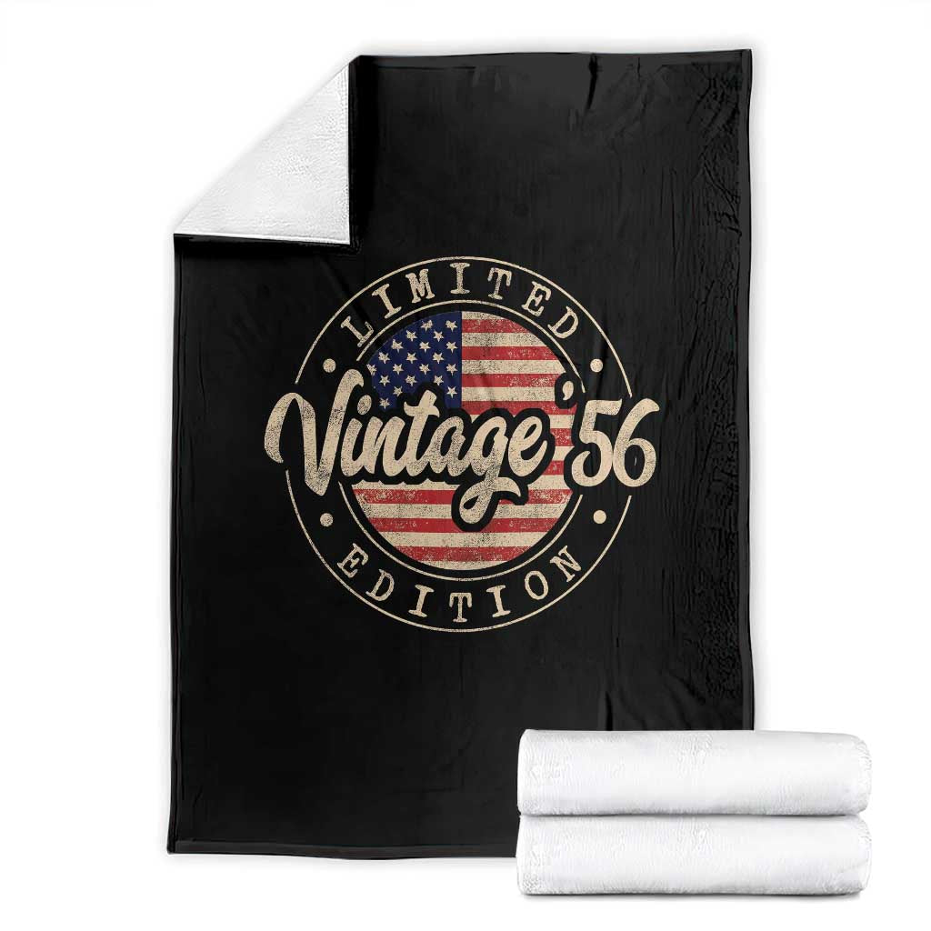 Vintage 1956 Stamp Throw Blanket Funny 70th Birthday USA Flag 70 Year Old Bday TS10 Black Print Your Wear