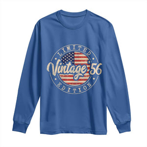 Vintage 1956 Stamp Long Sleeve Shirt Funny 70th Birthday USA Flag 70 Year Old Bday TS10 Royal Blue Print Your Wear