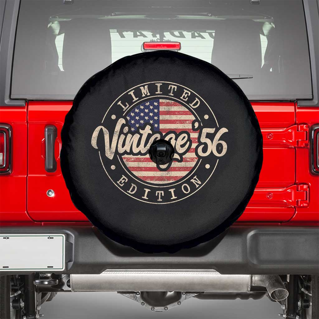 Vintage 1956 Stamp Spare Tire Cover Funny 70th Birthday USA Flag 70 Year Old Bday TS10 Black Print Your Wear
