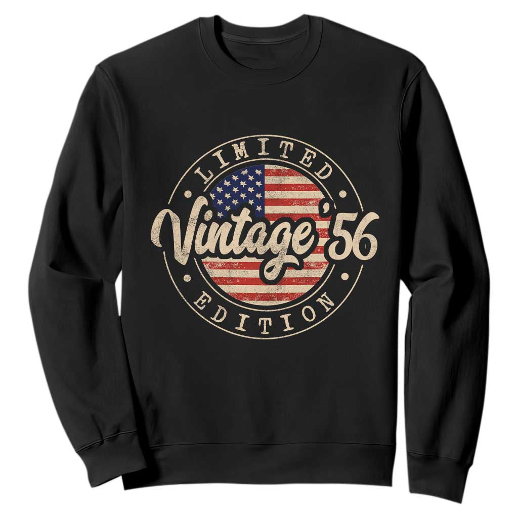 Vintage 1956 Stamp Sweatshirt Funny 70th Birthday USA Flag 70 Year Old Bday TS10 Black Print Your Wear