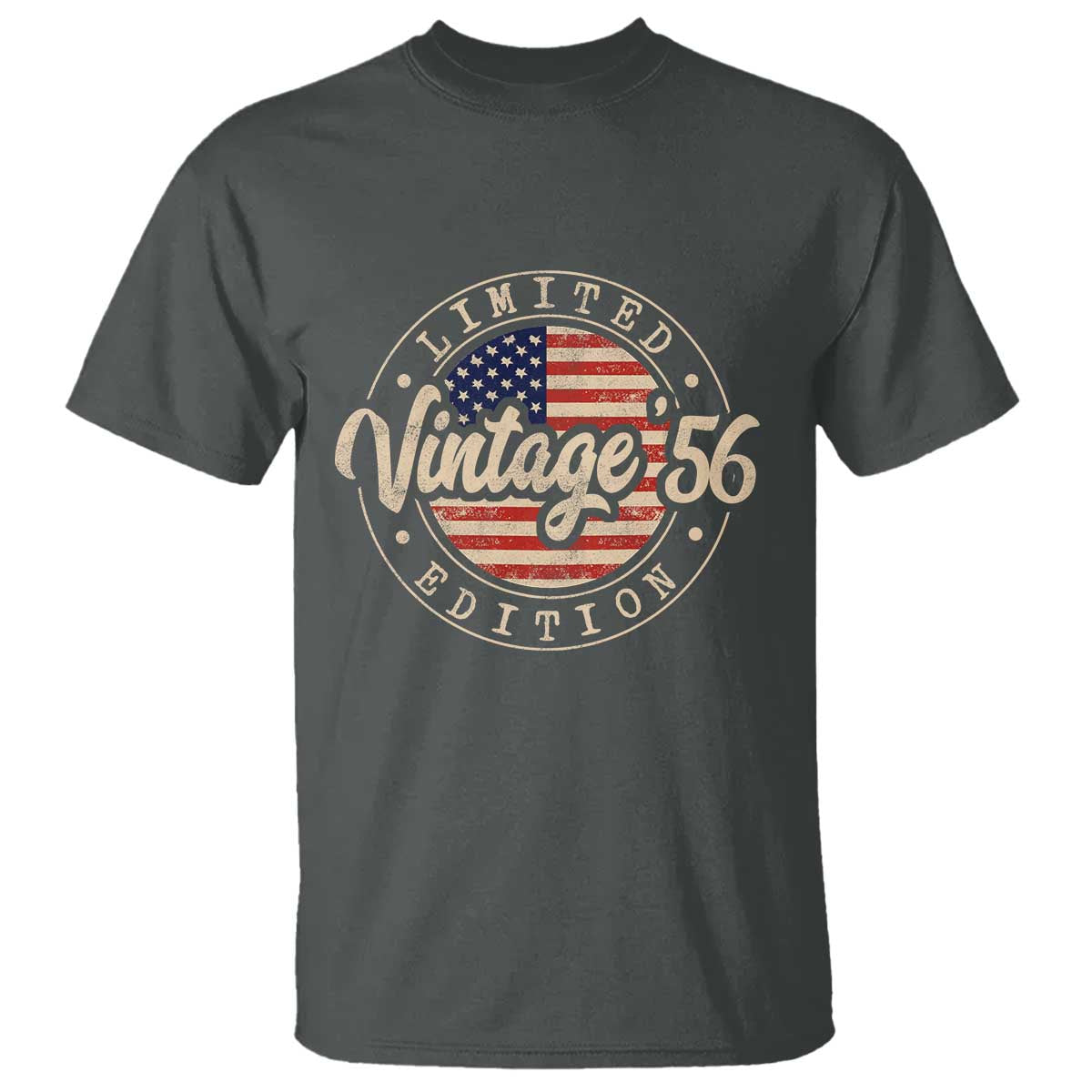 Vintage 1956 Stamp T Shirt Funny 70th Birthday USA Flag 70 Year Old Bday TS10 Dark Heather Print Your Wear