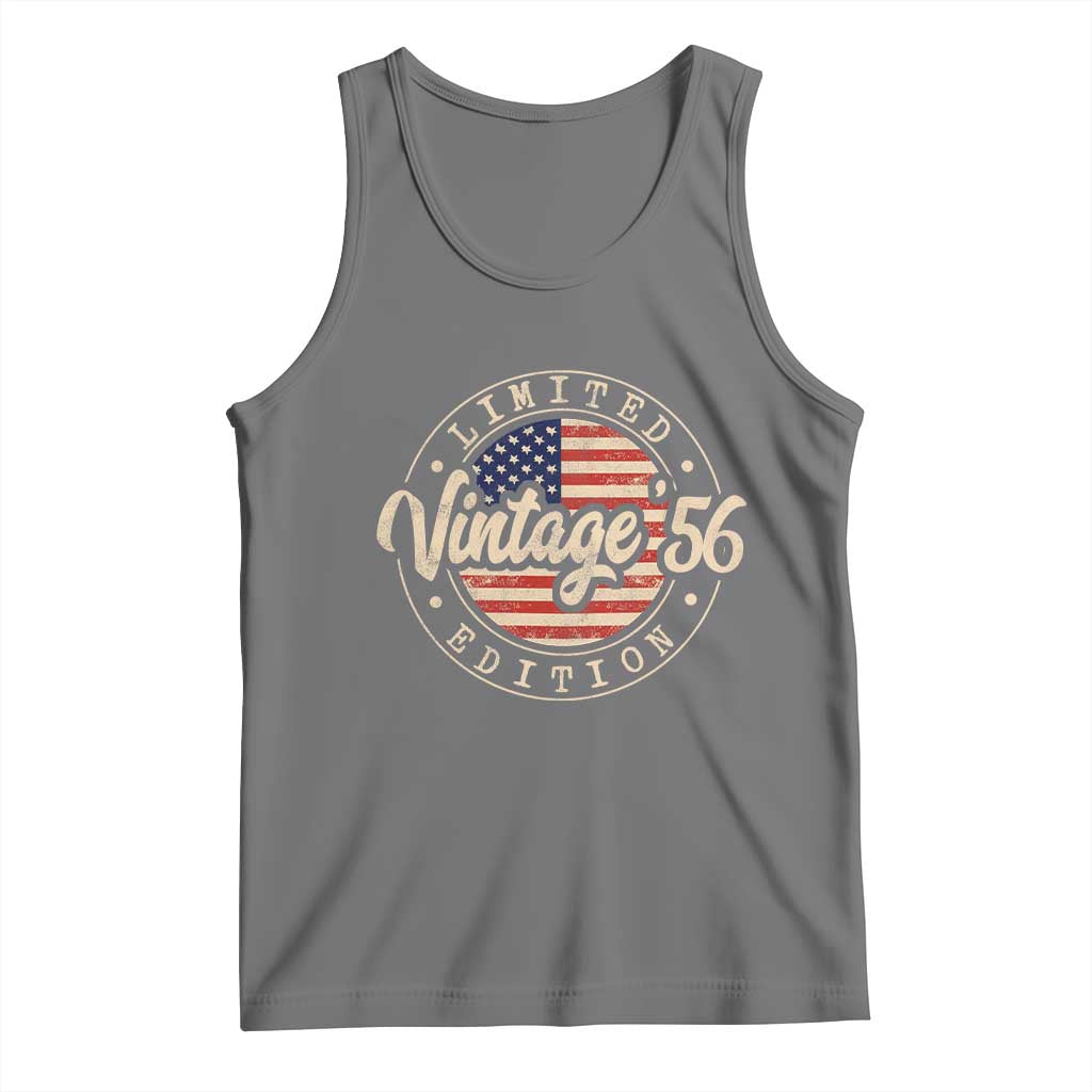 Vintage 1956 Stamp Tank Top Funny 70th Birthday USA Flag 70 Year Old Bday TS10 Black Heather Print Your Wear
