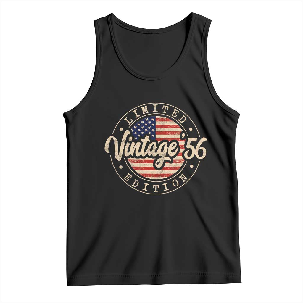 Vintage 1956 Stamp Tank Top Funny 70th Birthday USA Flag 70 Year Old Bday TS10 Black Print Your Wear