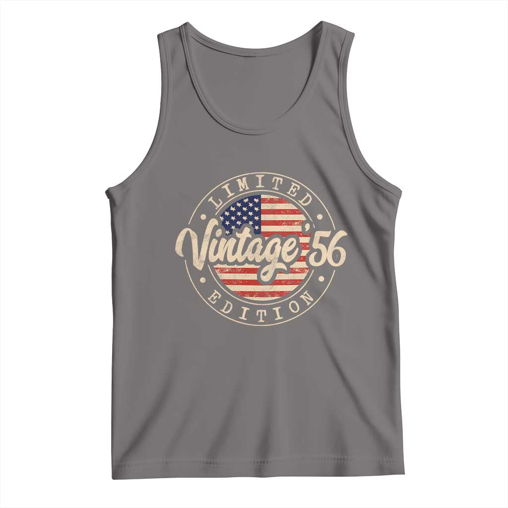 Vintage 1956 Stamp Tank Top Funny 70th Birthday USA Flag 70 Year Old Bday TS10 Deep Heather Print Your Wear