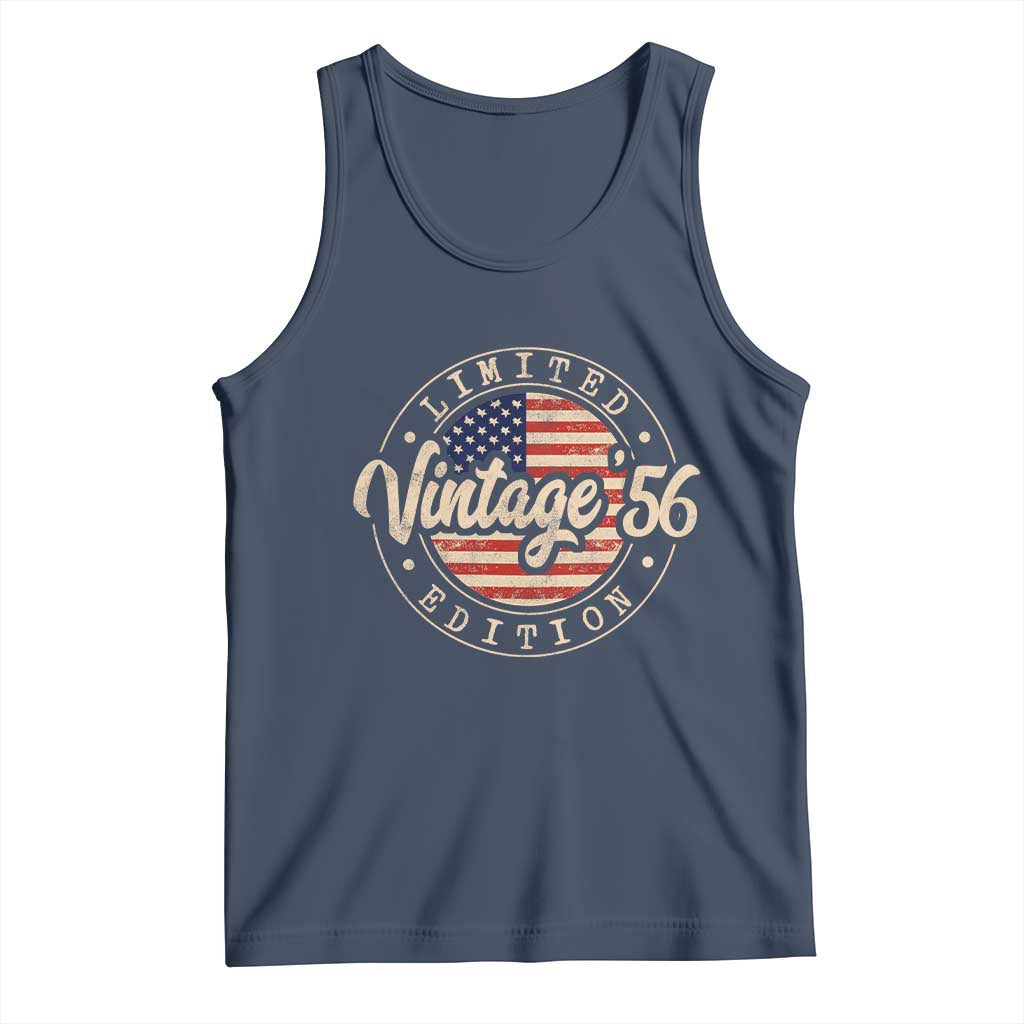 Vintage 1956 Stamp Tank Top Funny 70th Birthday USA Flag 70 Year Old Bday TS10 Navy Print Your Wear
