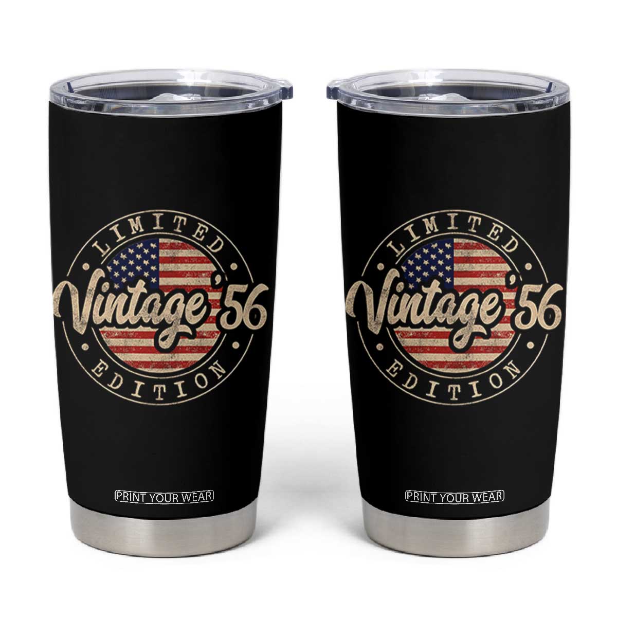 Vintage 1956 Stamp Tumbler Cup Funny 70th Birthday USA Flag 70 Year Old Bday TS10 Black Print Your Wear