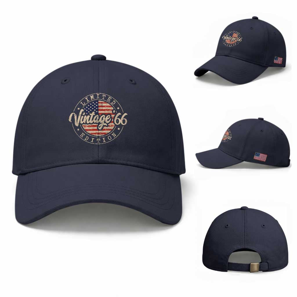 Vintage 1966 Stamp Baseball Cap Funny 60th Birthday USA Flag 60 Year Old Bday TS10 Baseball Cap Universal Fit Navy Print Your Wear