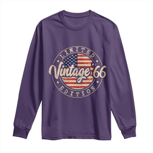 Vintage 1966 Stamp Long Sleeve Shirt Funny 60th Birthday USA Flag 60 Year Old Bday TS10 Purple Print Your Wear