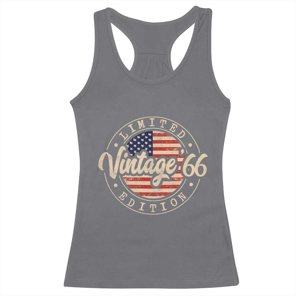 Vintage 1966 Stamp Racerback Tank Top Funny 60th Birthday USA Flag 60 Year Old Bday TS10 Charcoal Print Your Wear