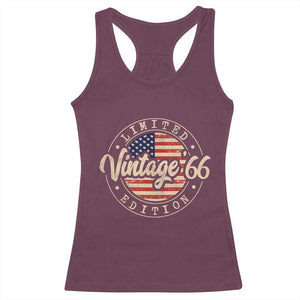 Vintage 1966 Stamp Racerback Tank Top Funny 60th Birthday USA Flag 60 Year Old Bday TS10 Maroon Print Your Wear