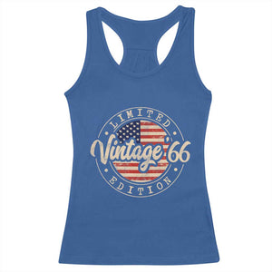 Vintage 1966 Stamp Racerback Tank Top Funny 60th Birthday USA Flag 60 Year Old Bday TS10 Royal Blue Print Your Wear
