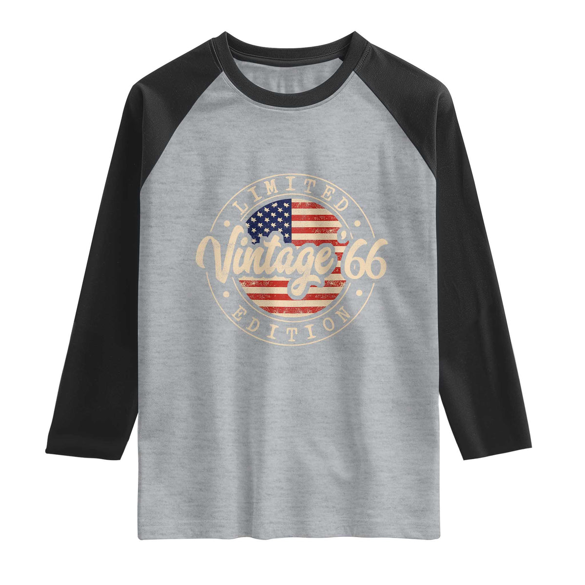 Vintage 1966 Stamp Raglan Shirt Funny 60th Birthday USA Flag 60 Year Old Bday TS10 Heather Gray Black Print Your Wear