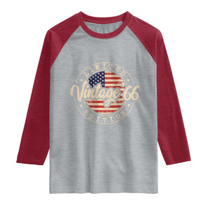 Vintage 1966 Stamp Raglan Shirt Funny 60th Birthday USA Flag 60 Year Old Bday TS10 Heather Gray Heather Red Print Your Wear