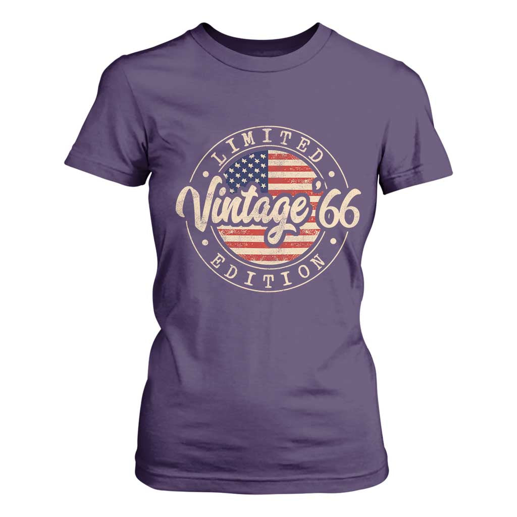 Vintage 1966 Stamp T Shirt For Women Funny 60th Birthday USA Flag 60 Year Old Bday TS10 Purple Print Your Wear