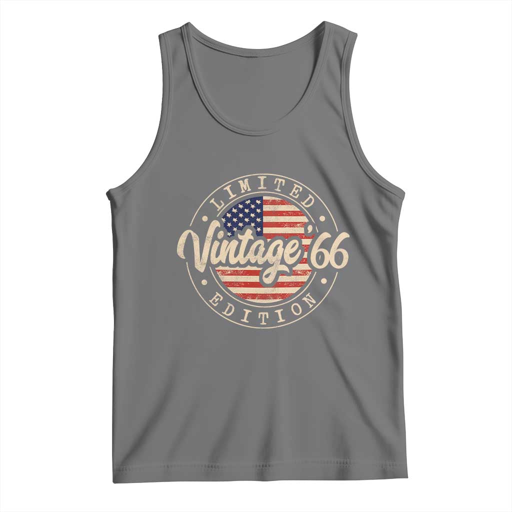 Vintage 1966 Stamp Tank Top Funny 60th Birthday USA Flag 60 Year Old Bday TS10 Black Heather Print Your Wear
