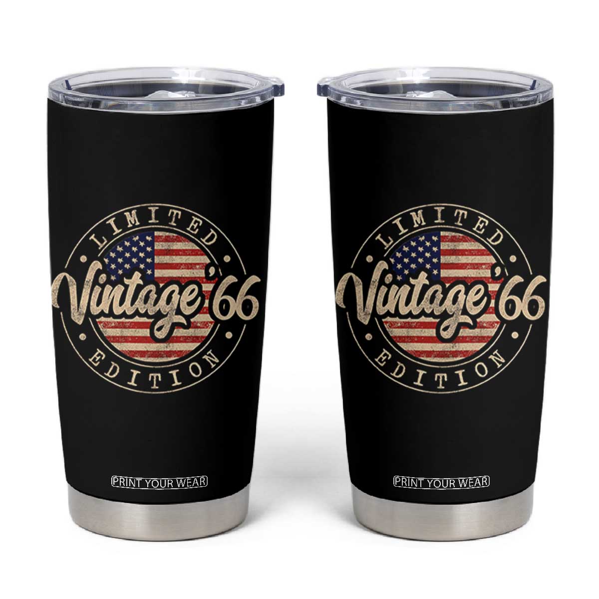 Vintage 1966 Stamp Tumbler Cup Funny 60th Birthday USA Flag 60 Year Old Bday TS10 Black Print Your Wear