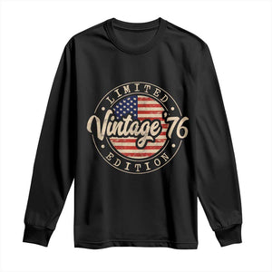 Vintage 1976 Stamp Long Sleeve Shirt Funny 50th Birthday USA Flag 50 Year Old Bday TS10 Black Print Your Wear