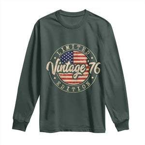 Vintage 1976 Stamp Long Sleeve Shirt Funny 50th Birthday USA Flag 50 Year Old Bday TS10 Dark Forest Green Print Your Wear