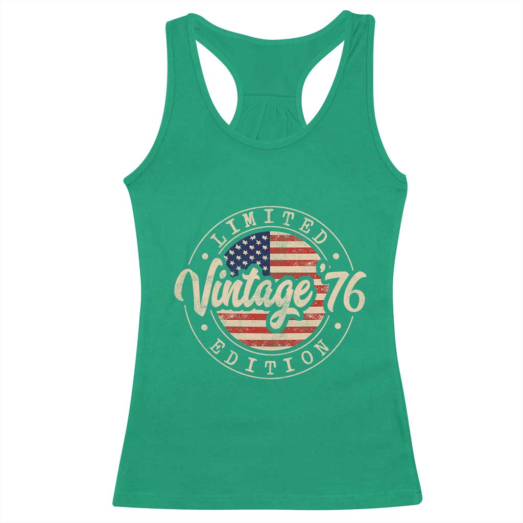 Vintage 1976 Stamp Racerback Tank Top Funny 50th Birthday USA Flag 50 Year Old Bday TS10 Irish Green Print Your Wear