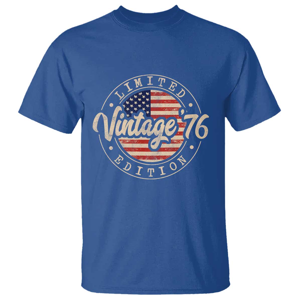 Vintage 1976 Stamp T Shirt Funny 50th Birthday USA Flag 50 Year Old Bday TS10 Royal Blue Print Your Wear