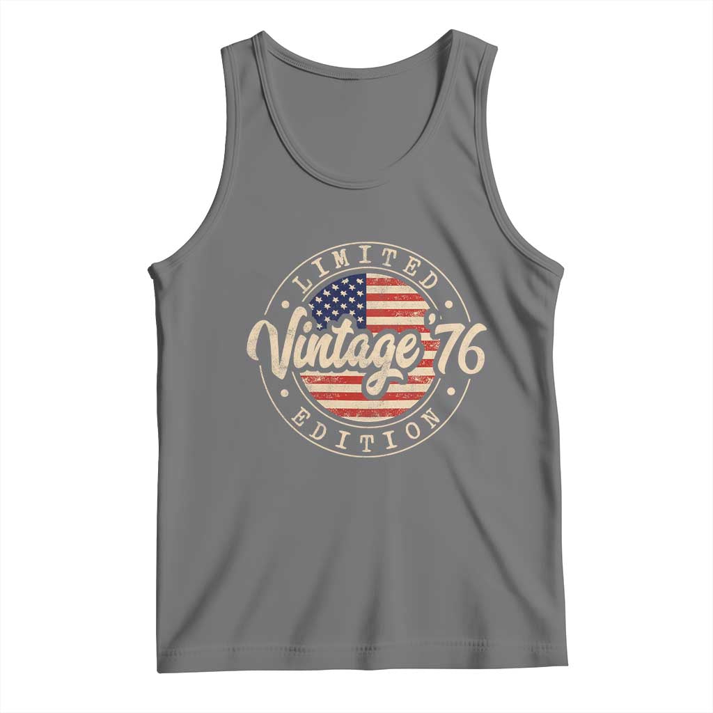 Vintage 1976 Stamp Tank Top Funny 50th Birthday USA Flag 50 Year Old Bday TS10 Black Heather Print Your Wear