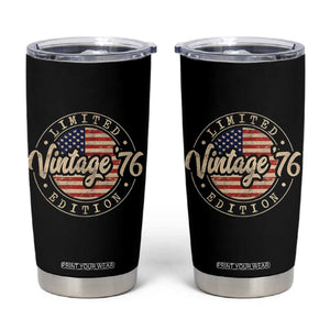 Vintage 1976 Stamp Tumbler Cup Funny 50th Birthday USA Flag 50 Year Old Bday TS10 Black Print Your Wear