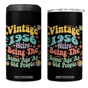 Funny 70th Birthday 4 in 1 Can Cooler Tumbler Retro Groovy 1956 Weird Being The Same Age As Old People TS10 One Size: 16 oz Black Print Your Wear