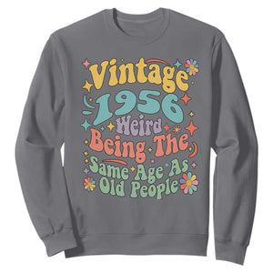 Funny 70th Birthday Sweatshirt Retro Groovy 1956 Weird Being The Same Age As Old People TS10 Charcoal Print Your Wear