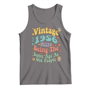 Funny 70th Birthday Tank Top Retro Groovy 1956 Weird Being The Same Age As Old People TS10 Deep Heather Print Your Wear