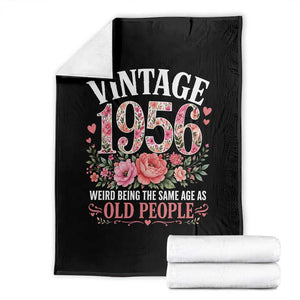 70th Birthday Gifts For Her Throw Blanket Floral 1956 Weird Being The Same Age As Old People TS10 Black Print Your Wear