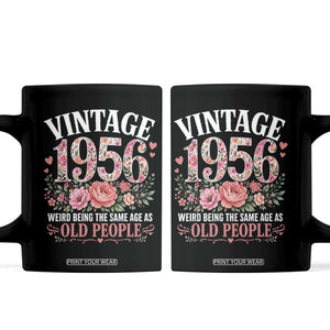 70th Birthday Gifts For Her Coffee Mug Floral 1956 Weird Being The Same Age As Old People TS10 Black Print Your Wear