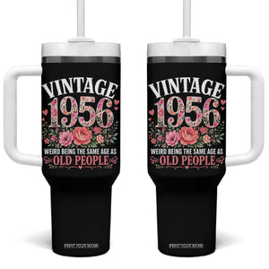 70th Birthday Gifts For Her Tumbler With Handle Floral 1956 Weird Being The Same Age As Old People TS10 One Size: 40 oz Black Print Your Wear
