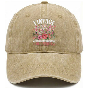 70th Birthday Gifts For Her Washed Cotton Baseball Cap Floral 1956 Weird Being The Same Age As Old People TS10 Print Your Wear
