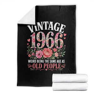 60th Birthday Gifts For Her Throw Blanket Floral 1966 Weird Being The Same Age As Old People TS10 Black Print Your Wear