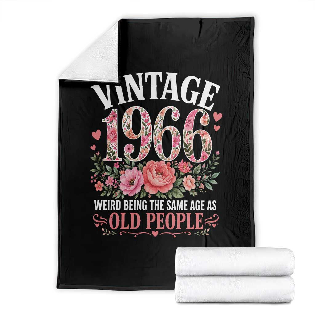 60th Birthday Gifts For Her Throw Blanket Floral 1966 Weird Being The Same Age As Old People TS10 Black Print Your Wear