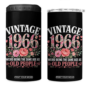 60th Birthday Gifts For Her 4 in 1 Can Cooler Tumbler Floral 1966 Weird Being The Same Age As Old People TS10 One Size: 16 oz Black Print Your Wear
