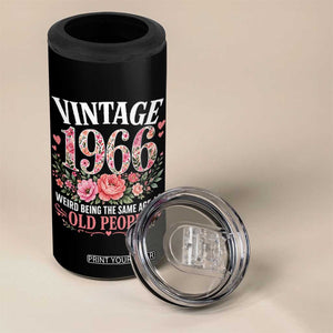 60th Birthday Gifts For Her 4 in 1 Can Cooler Tumbler Floral 1966 Weird Being The Same Age As Old People TS10 Print Your Wear