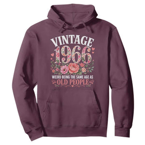 60th Birthday Gifts For Her Hoodie Floral 1966 Weird Being The Same Age As Old People TS10 Maroon Print Your Wear