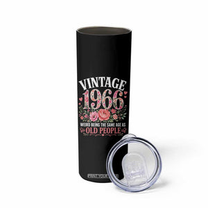 60th Birthday Gifts For Her Skinny Tumbler Floral 1966 Weird Being The Same Age As Old People TS10 Print Your Wear