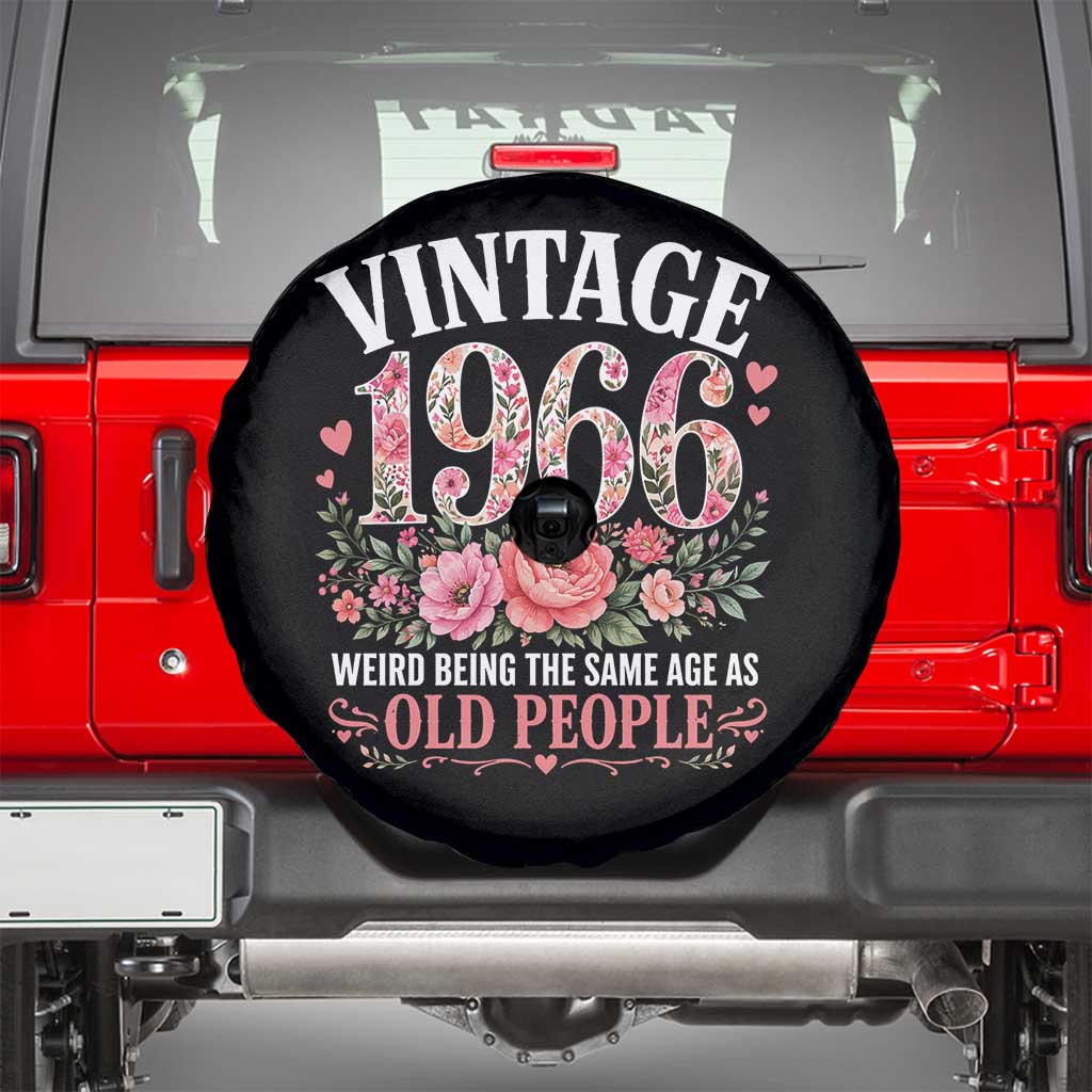 60th Birthday Gifts For Her Spare Tire Cover Floral 1966 Weird Being The Same Age As Old People TS10 Black Print Your Wear