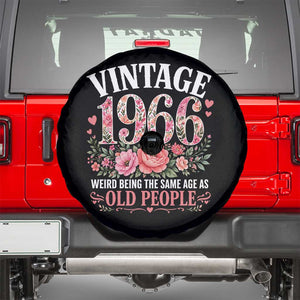 60th Birthday Gifts For Her Spare Tire Cover Floral 1966 Weird Being The Same Age As Old People TS10 Black Print Your Wear