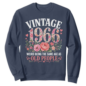 60th Birthday Gifts For Her Sweatshirt Floral 1966 Weird Being The Same Age As Old People TS10 Navy Print Your Wear