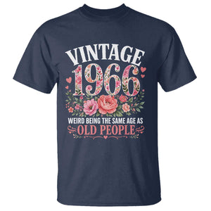 60th Birthday Gifts For Her T Shirt Floral 1966 Weird Being The Same Age As Old People TS10 Navy Print Your Wear