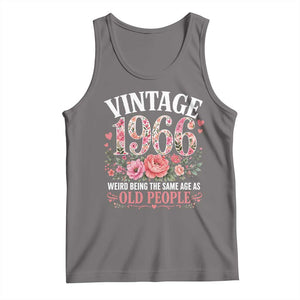 60th Birthday Gifts For Her Tank Top Floral 1966 Weird Being The Same Age As Old People TS10 Deep Heather Print Your Wear